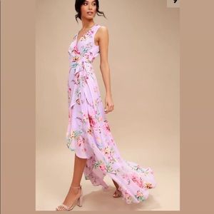 lulus Floral Print Wrap Maxi Dress